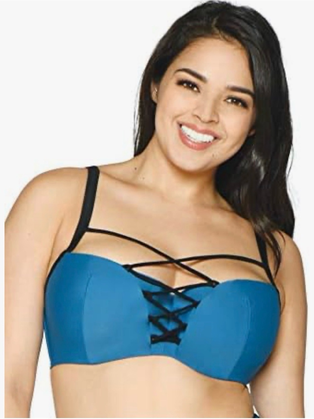 Curvy Kate Women’s Rock The Pool Padded Balcony Bikini Top US 40N NWT Blue